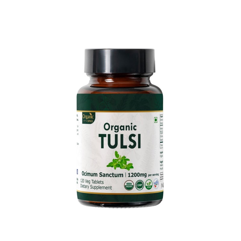 ORGANIC SPREE TULSI 120 Tablets | Holy Basil (Tulsi) | USDA Organic Certified | Organic and Natural 120tab (1)